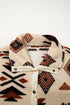 Aztec Yoke Sherpa Half Zip Stand Collar Kangaroo Pocket Sweatshirt